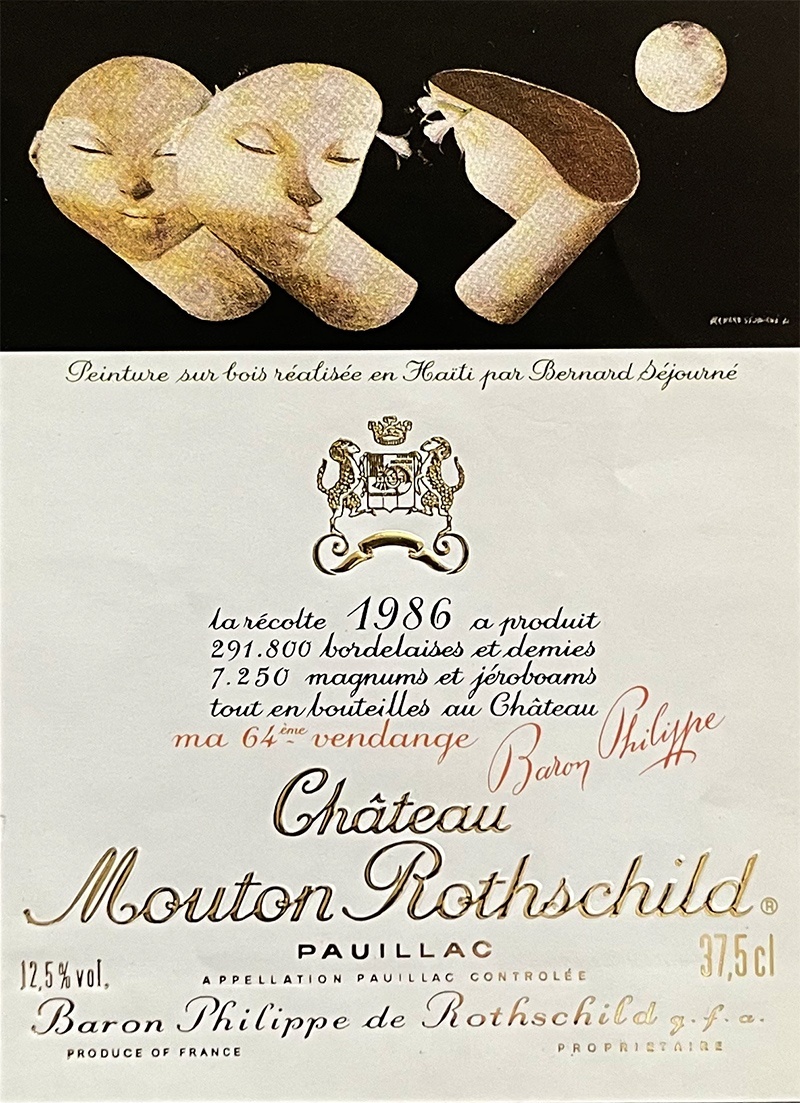 再入荷　Bernard Sejourne／ベルナール・スジュネ【Chateau Mouton Rothschild 1986】ワインラベル