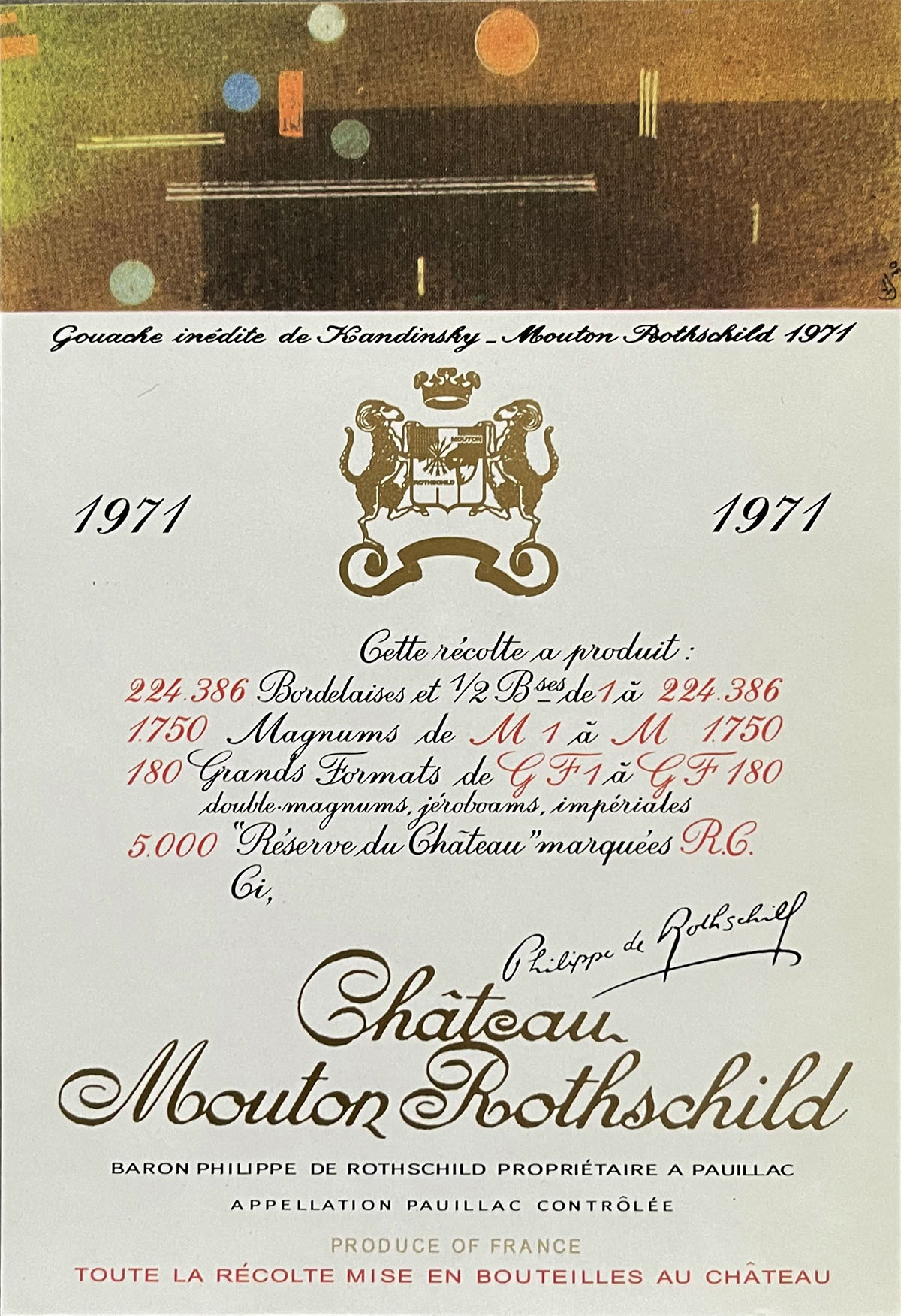 画像1: Kandinsky／カンディンスキー【Chateau Mouton Rothschild 1971】ワインラベル